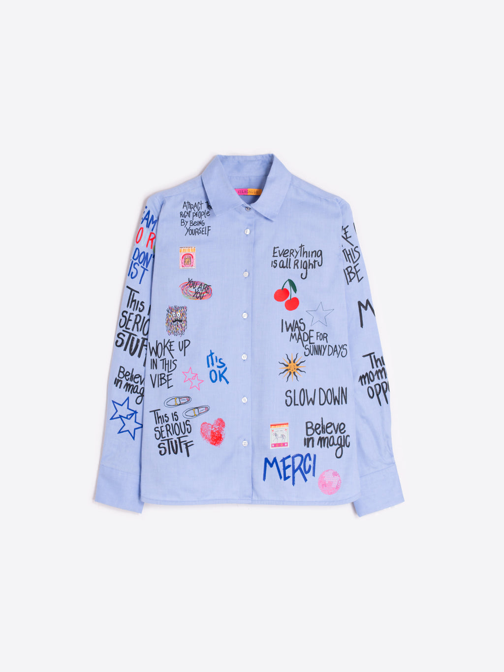 Blouses lange mouw blauw Vilagallo