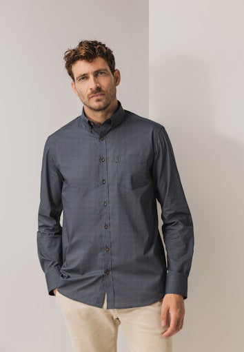 Hemden lange mouw blauw State of Art