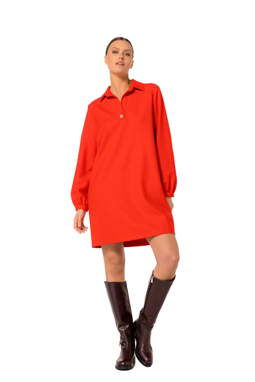 Jurken lange mouw rood Caroline Biss