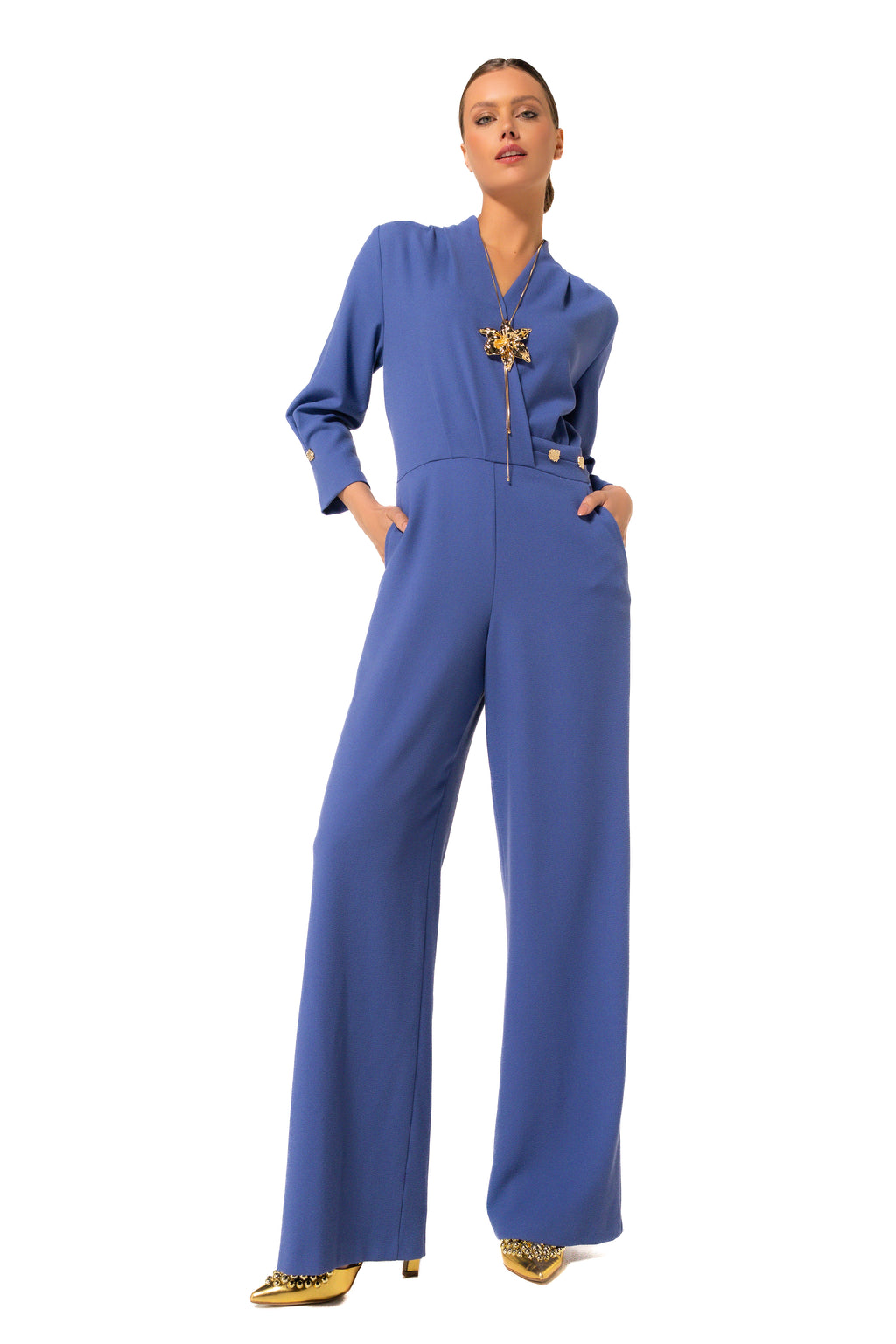 Jumpsuits lange mouw blauw Caroline Biss