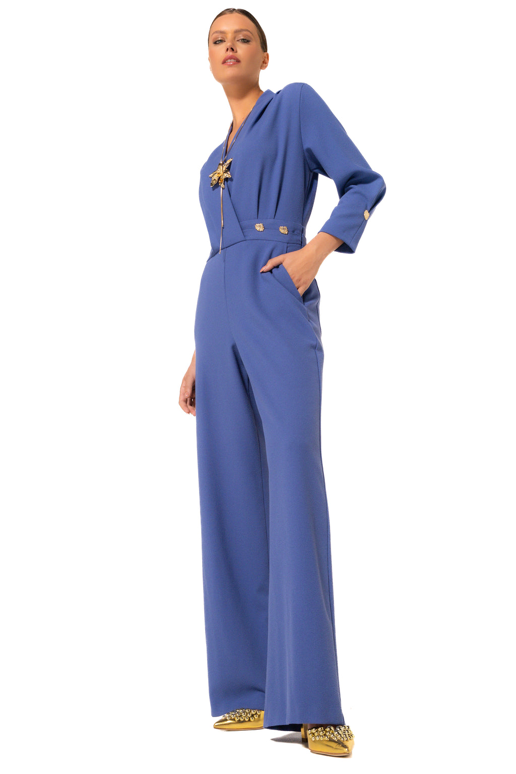 Jumpsuits lange mouw blauw Caroline Biss