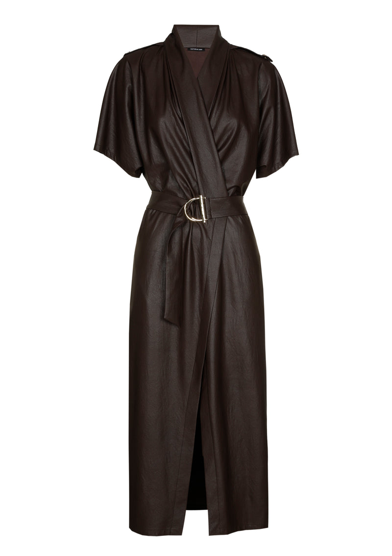 Jurken korte mouw bruin Caroline Biss