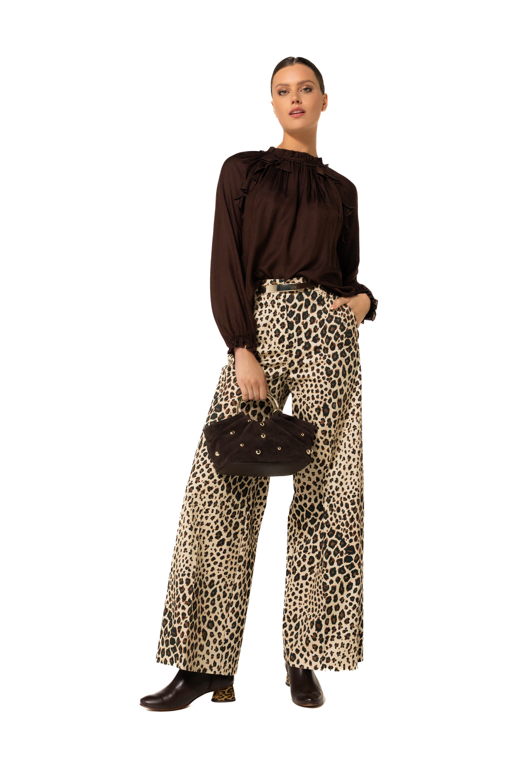 Blouses lange mouw bruin Caroline Biss