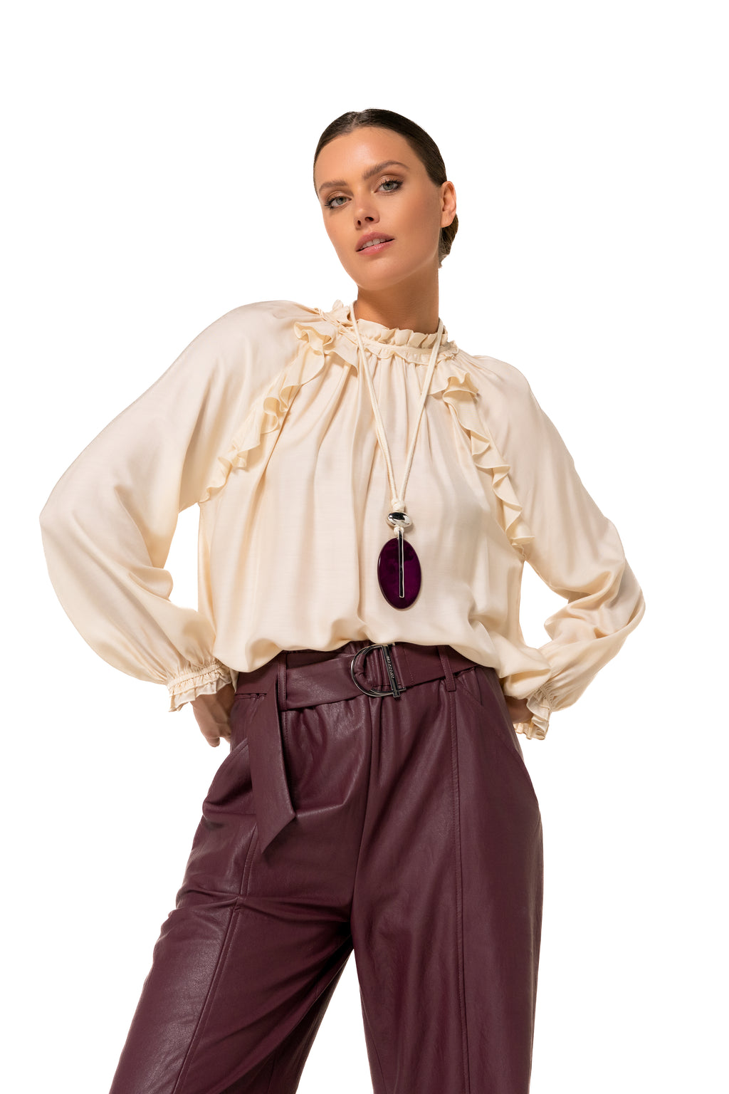 Blouses lange mouw beige Caroline Biss