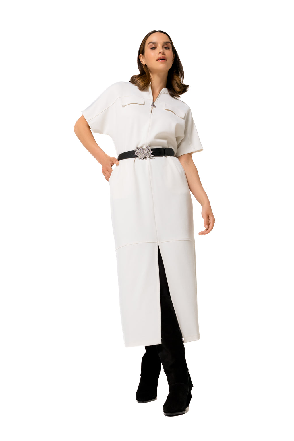 Jurken korte mouw beige Caroline Biss
