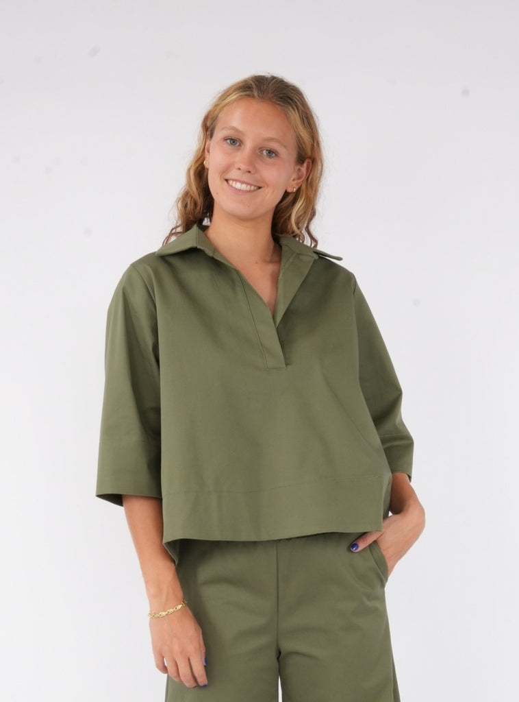 Blouses korte mouw groen BLACK ROSE