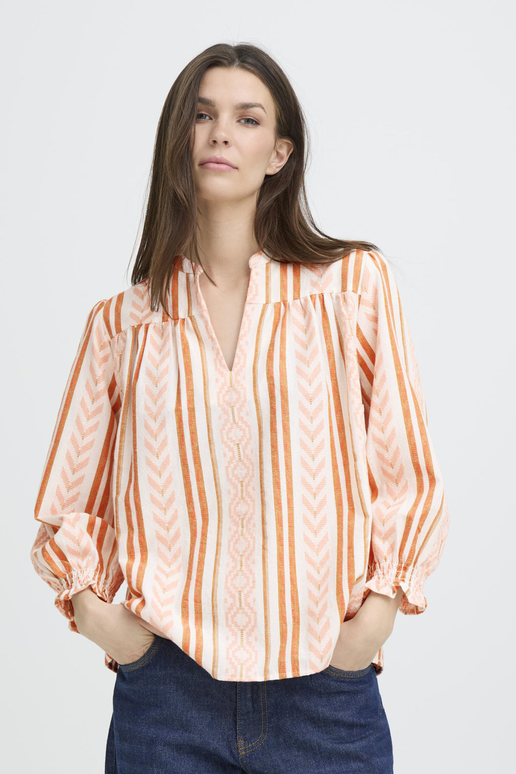 Blouses lange mouw oranje Pulz Jeans