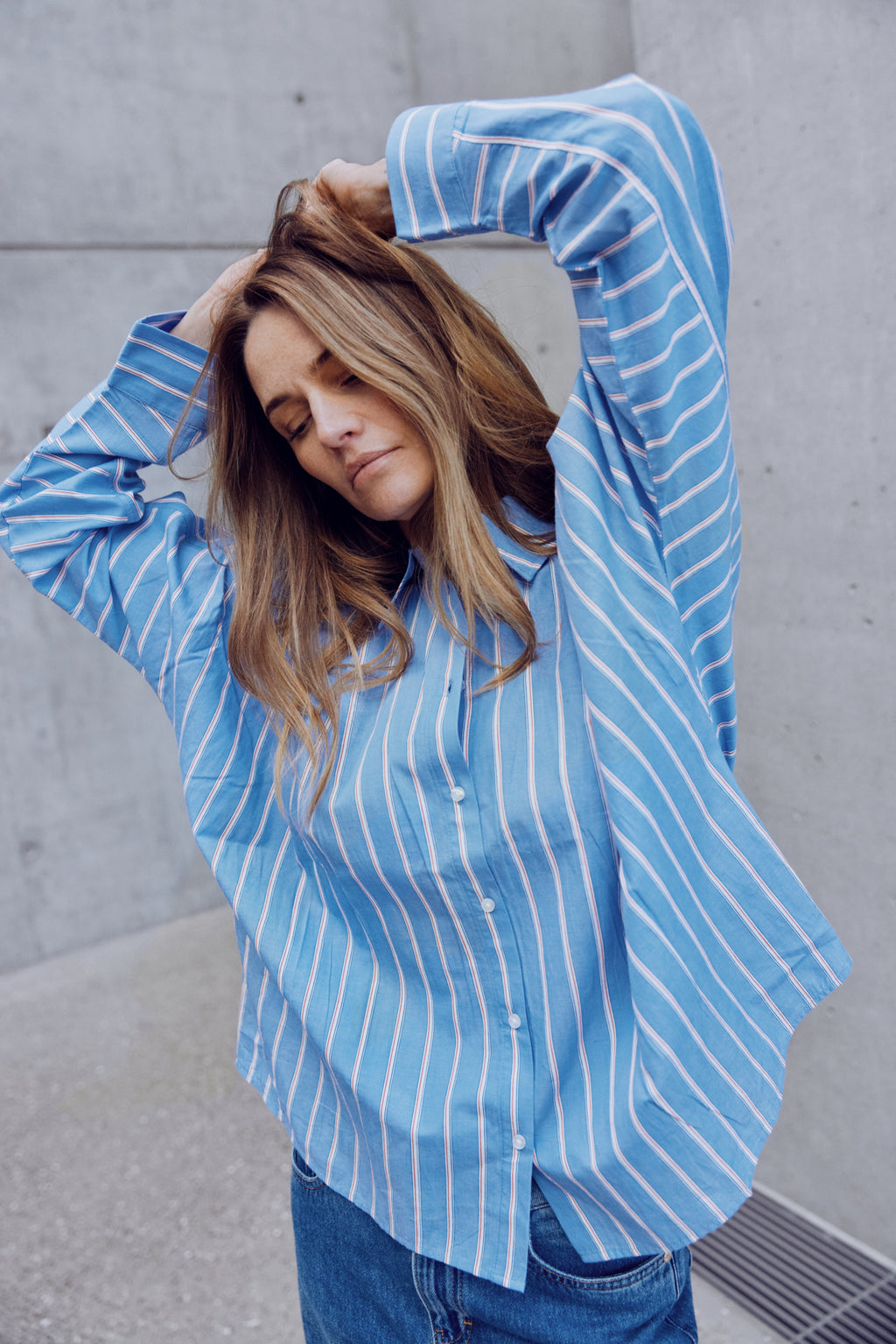 Blouses lange mouw blauw Pulz Jeans