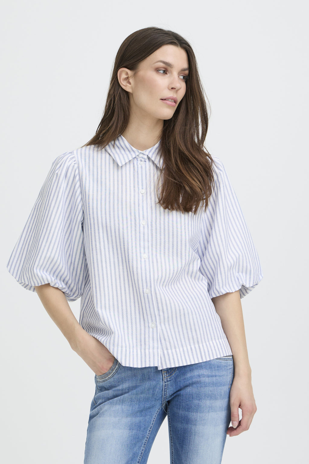 Blouses korte mouw beige Pulz Jeans