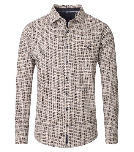 Hemden lange mouw bruin Casa Moda