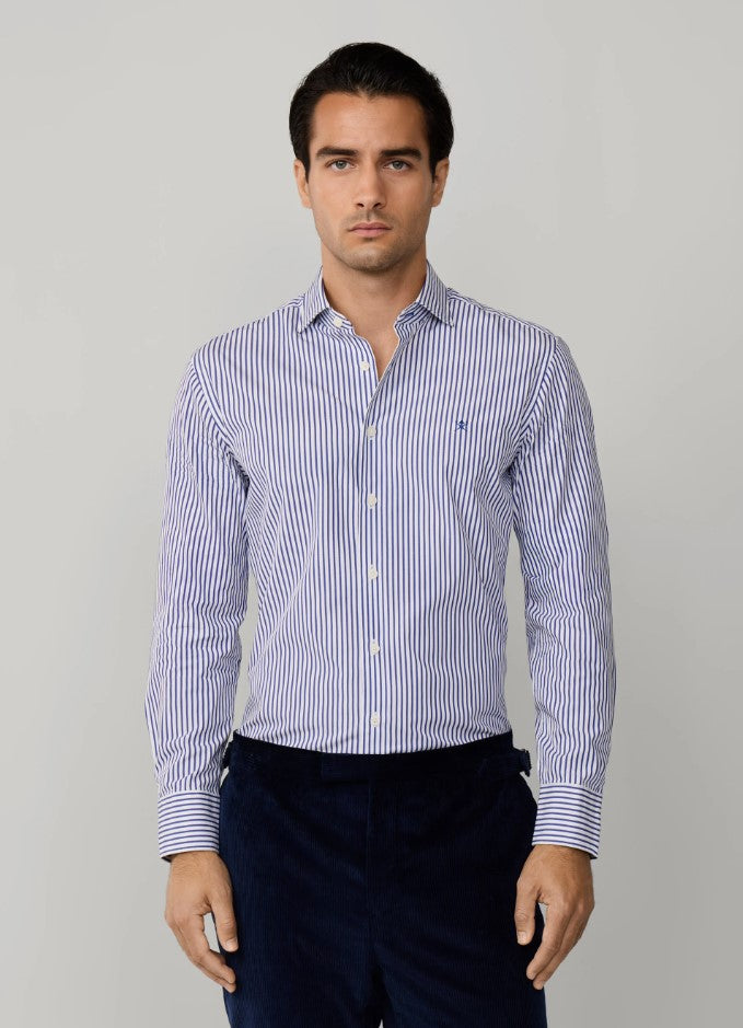 Hemden lange mouw blauw Hackett London