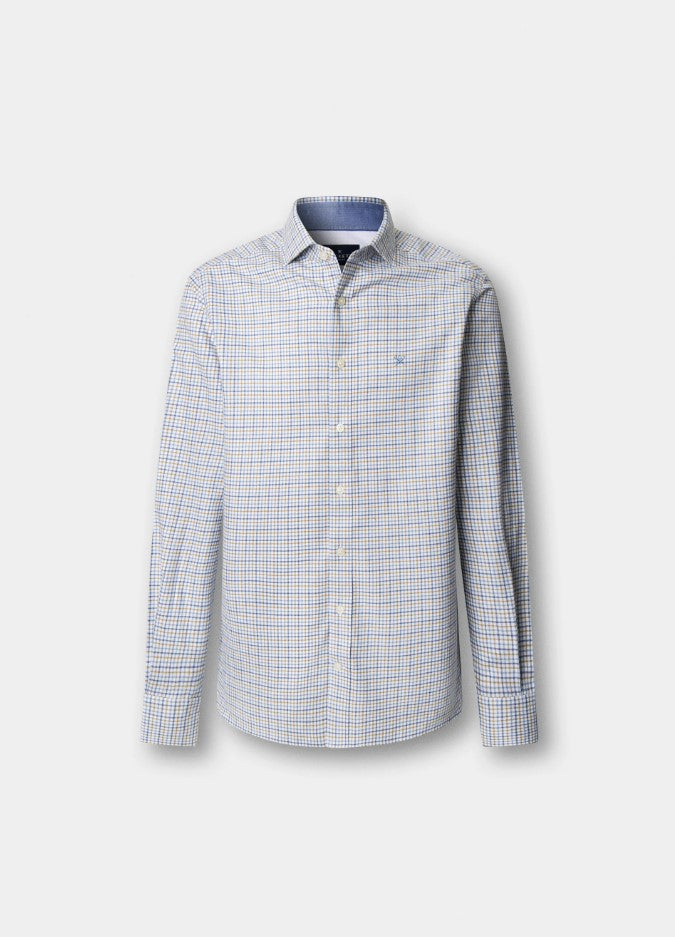 Hemden lange mouw blauw Hackett London
