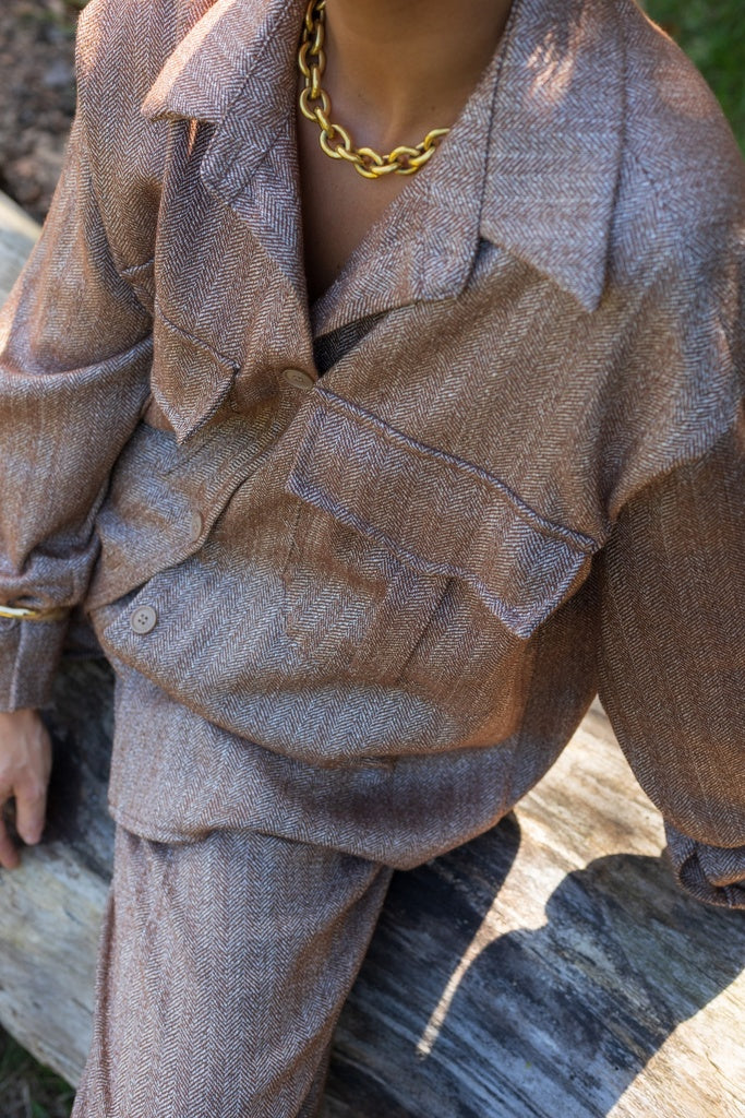 Blouses lange mouw bruin BLACK ROSE