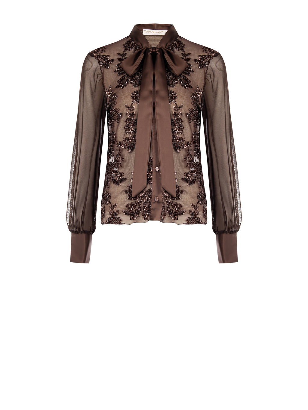 Blouses lange mouw bruin Rinascimento