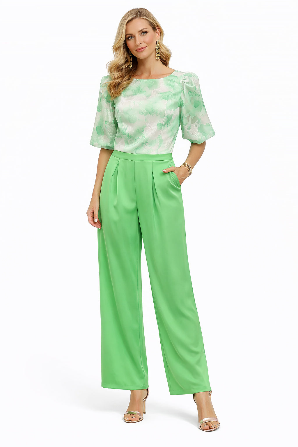 Blouses korte mouw groen Linea Raffaelli