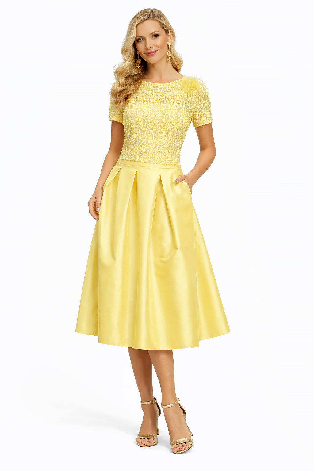 Blouses korte mouw geel Linea Raffaelli