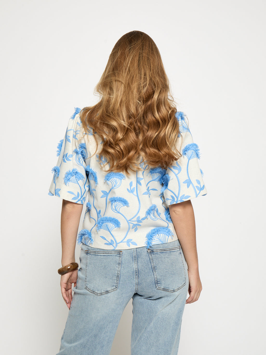 Blouses korte mouw blauw Minus