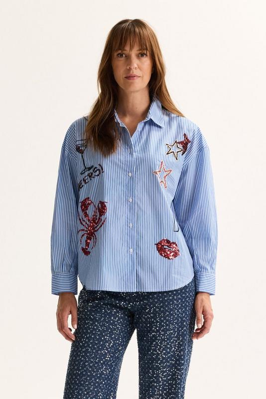 Blouses lange mouw blauw Mayerline