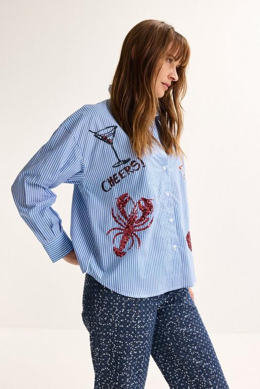 Blouses lange mouw blauw Mayerline