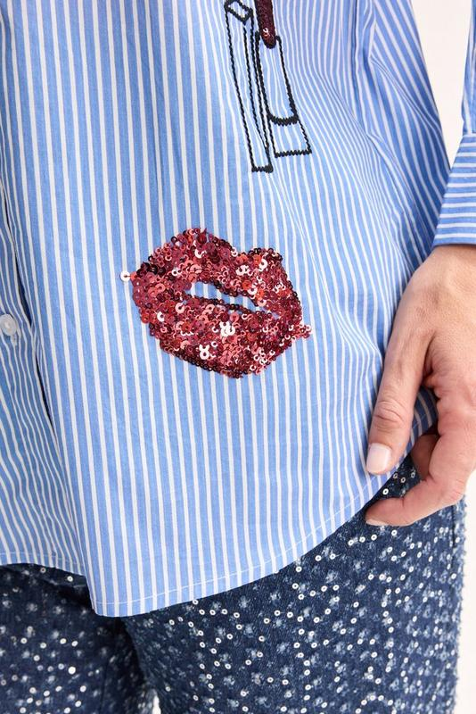 Blouses lange mouw blauw Mayerline