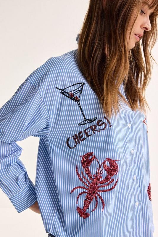 Blouses lange mouw blauw Mayerline