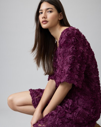 Jurken korte mouw bordeaux VILA