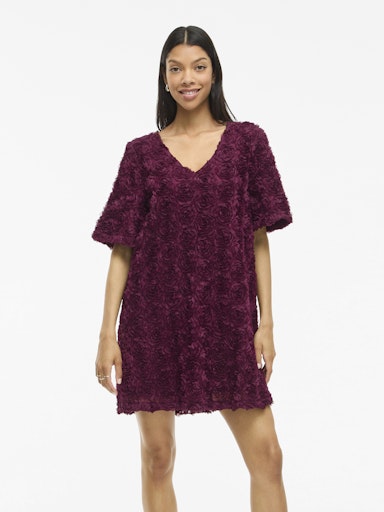 Jurken korte mouw bordeaux VILA