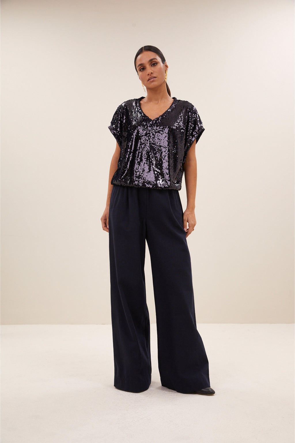 Blouses korte mouw navy by-bar