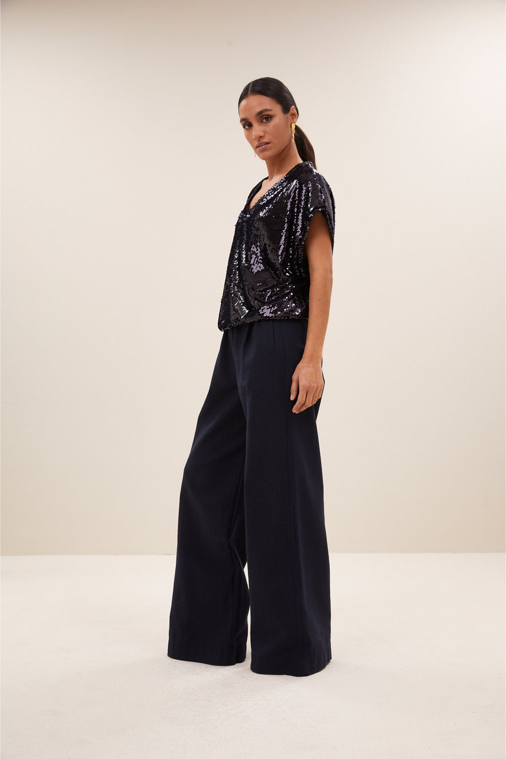 Blouses korte mouw navy by-bar