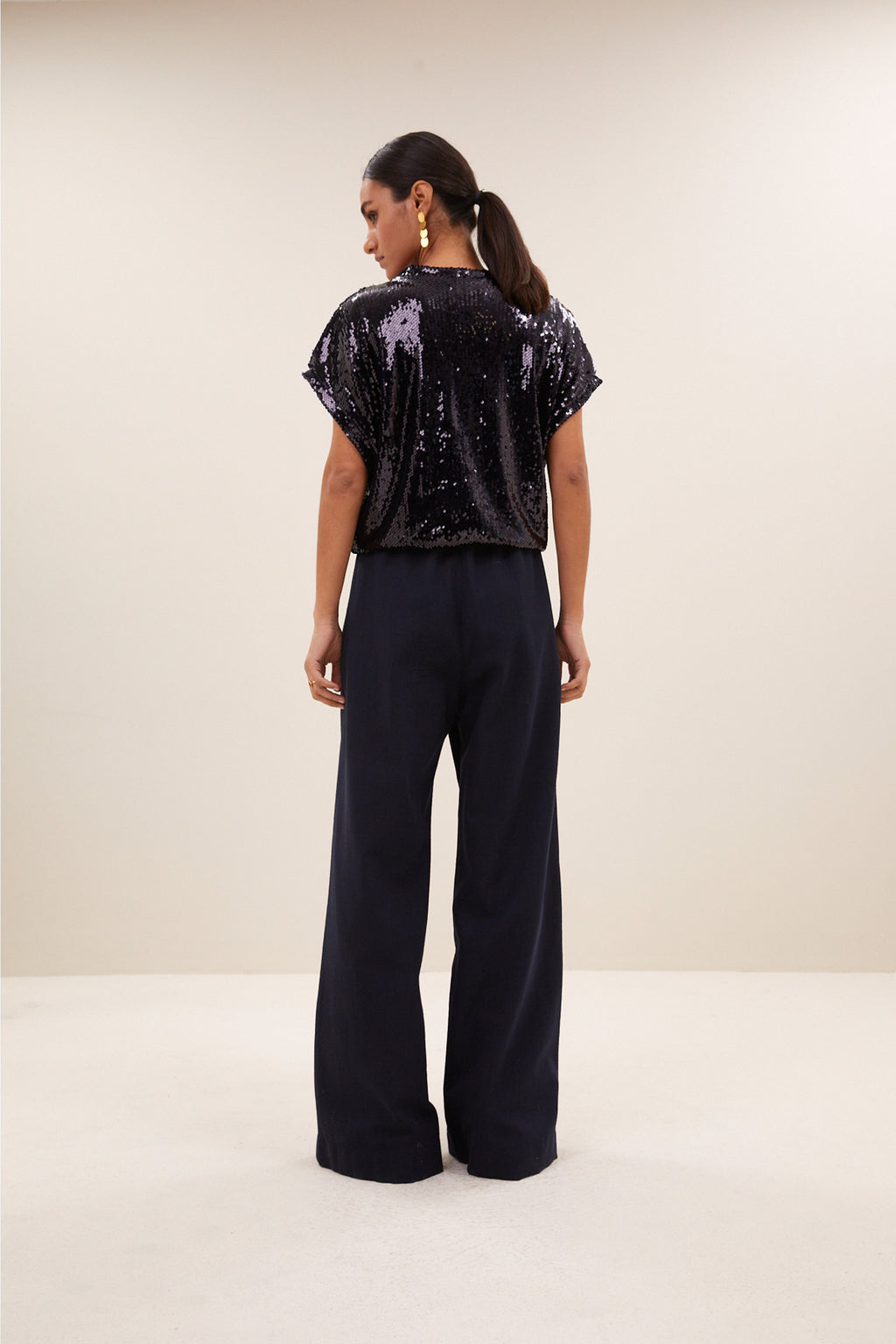 Blouses korte mouw navy by-bar