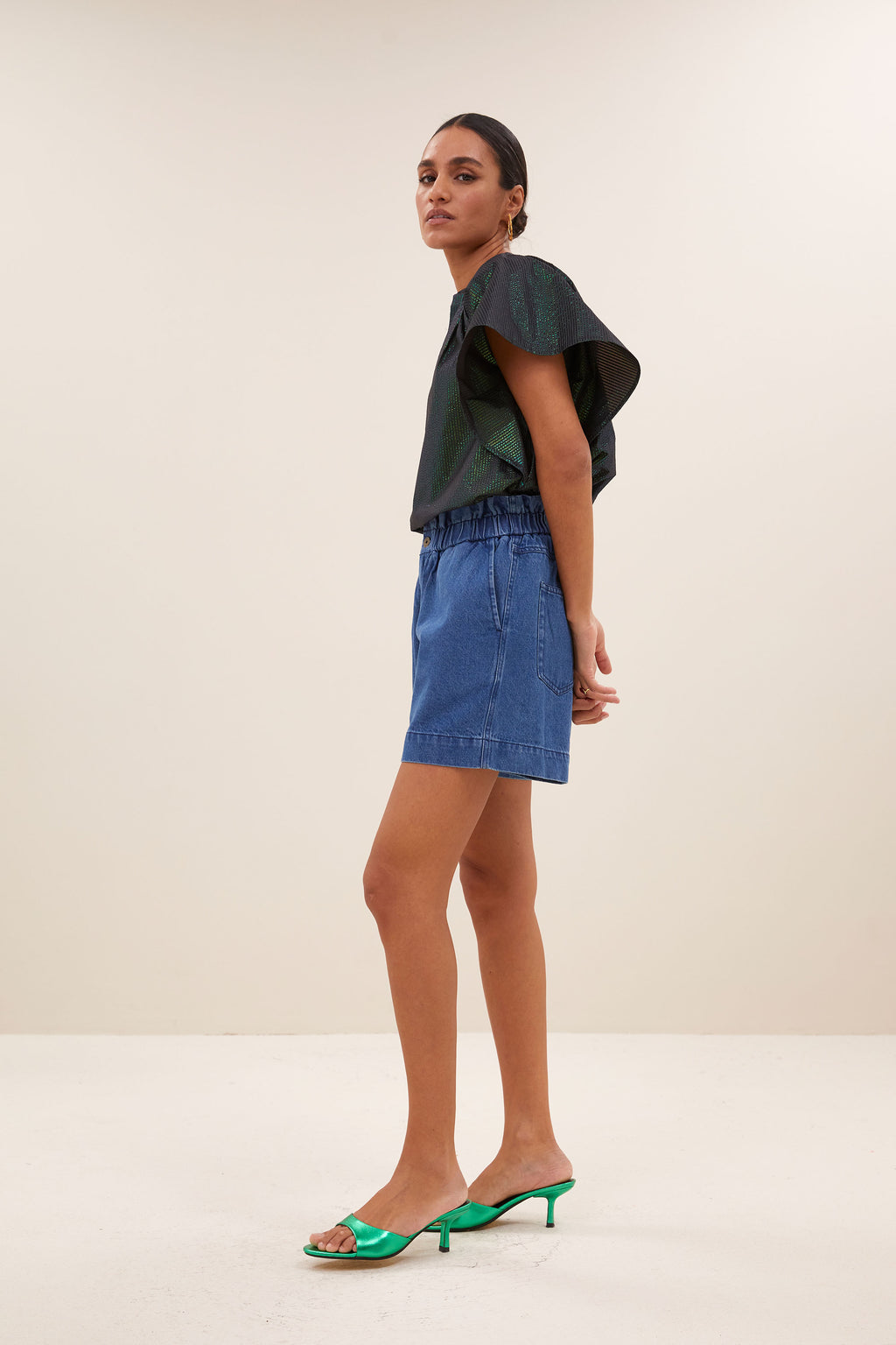 Blouses korte mouw groen by-bar