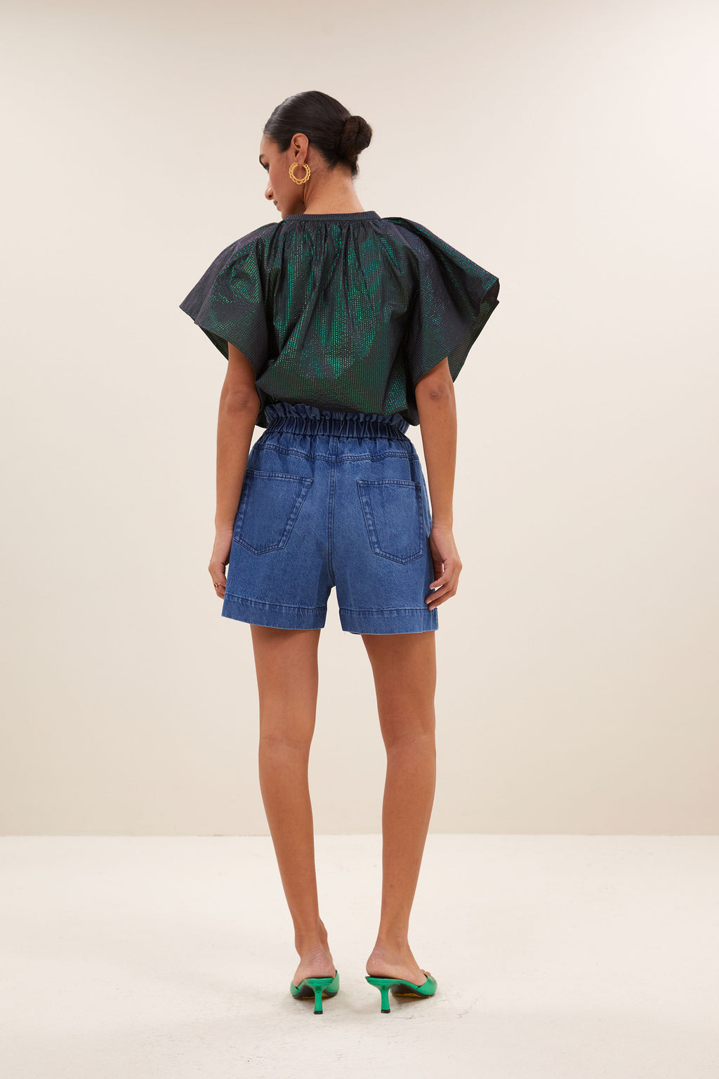Blouses korte mouw groen by-bar