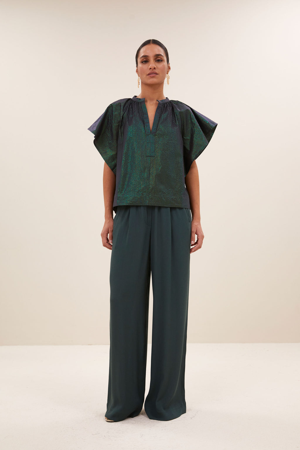 Blouses korte mouw groen by-bar