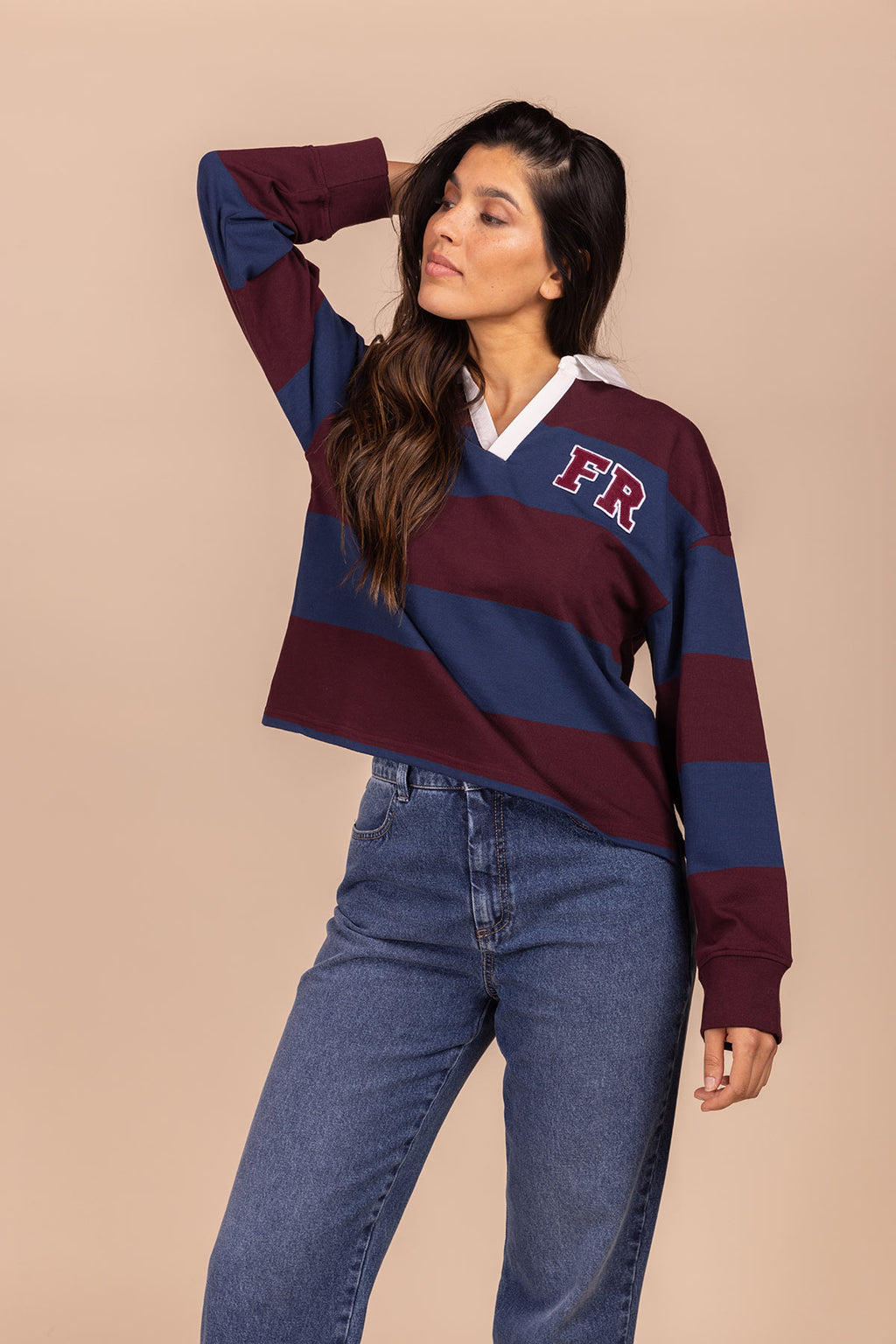 Polo's lange mouw bordeaux Four Roses