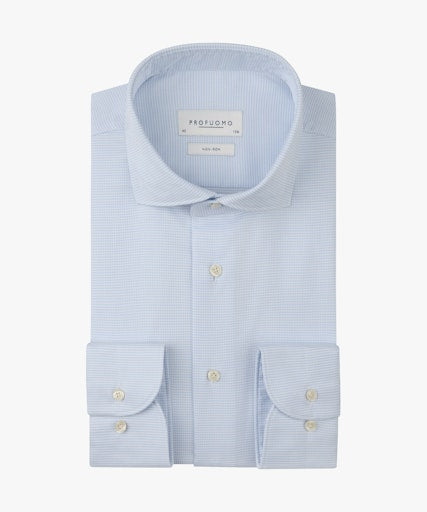 Hemden lange mouw blauw Profuomo