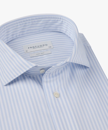 Hemden lange mouw blauw Profuomo