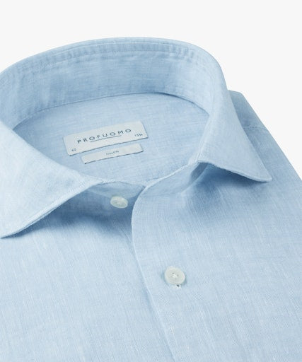 Hemden lange mouw blauw Profuomo