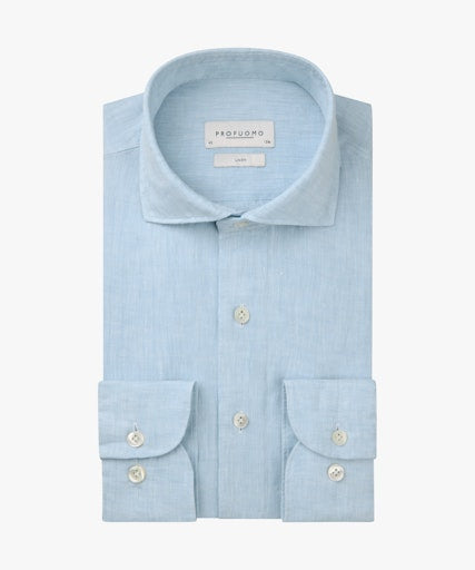 Hemden lange mouw blauw Profuomo