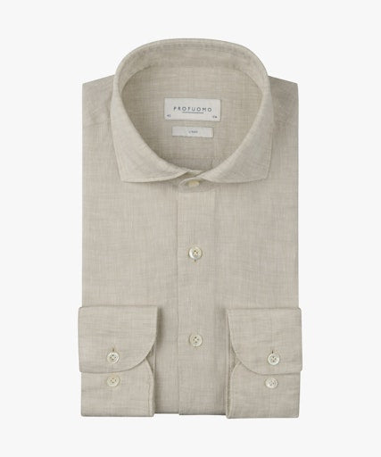 Hemden lange mouw beige Profuomo
