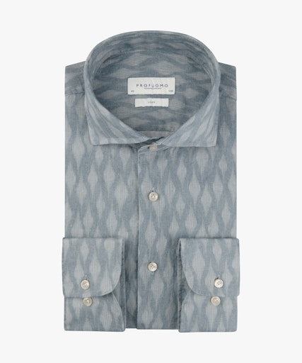 Hemden lange mouw blauw Profuomo