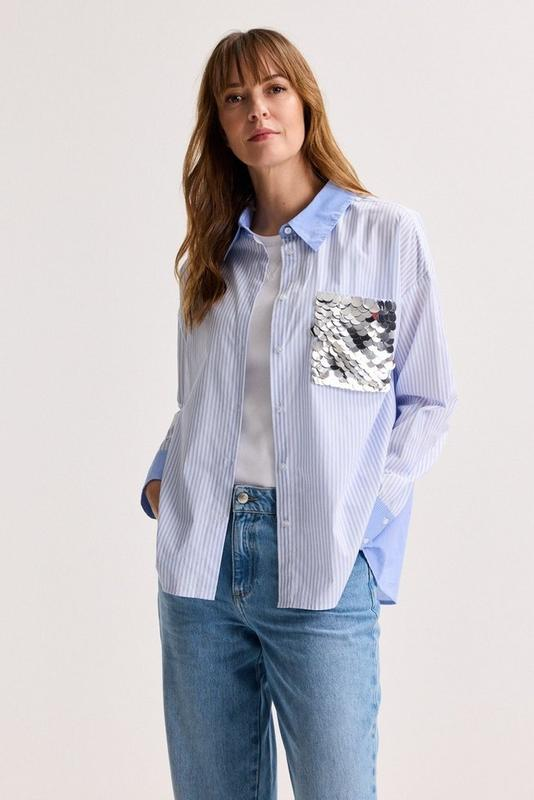 Blouses lange mouw blauw Améline