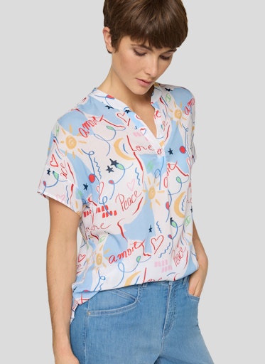 Blouses korte mouw blauw Rabe