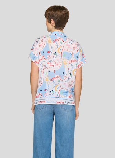 Blouses korte mouw blauw Rabe