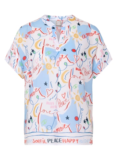 Blouses korte mouw blauw Rabe