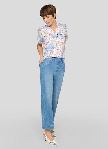 Blouses korte mouw blauw Rabe