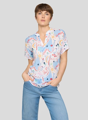 Blouses korte mouw blauw Rabe