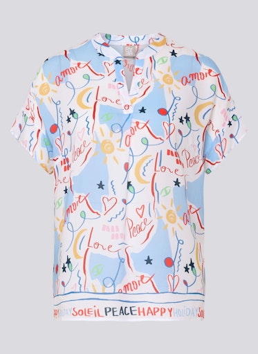 Blouses korte mouw blauw Rabe