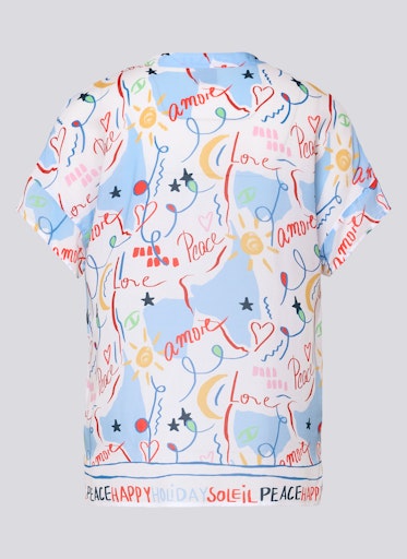 Blouses korte mouw blauw Rabe