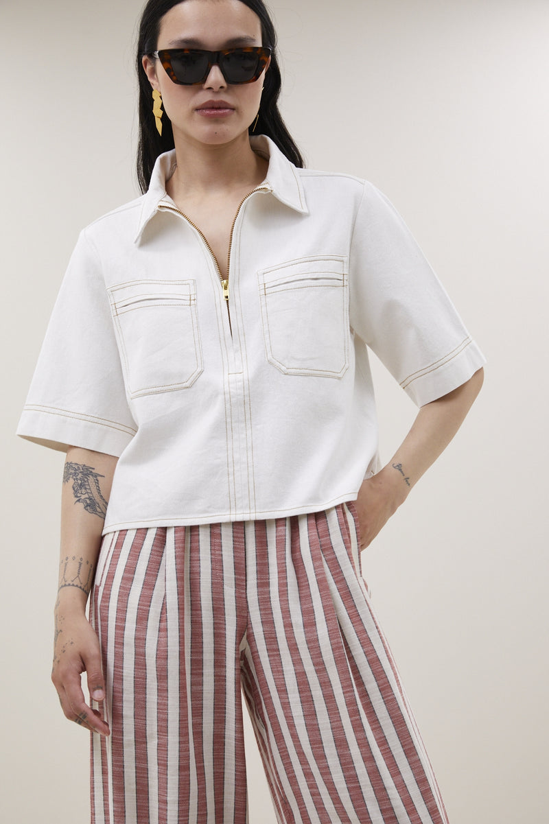 Blouses korte mouw wit by-bar