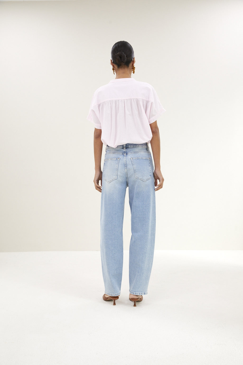Blouses korte mouw roze by-bar